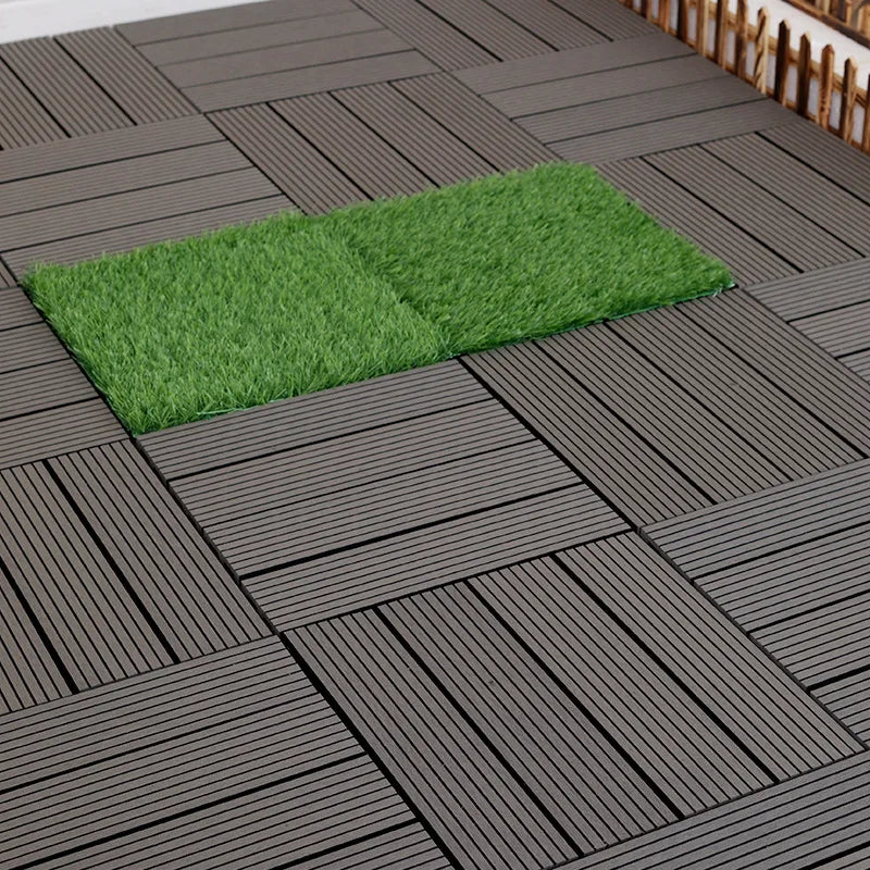 Outdoor Square Composite Waterproof Interlocking Decking Tiles 300x300 for Patio & Garden Terrace-Engineered Flooring