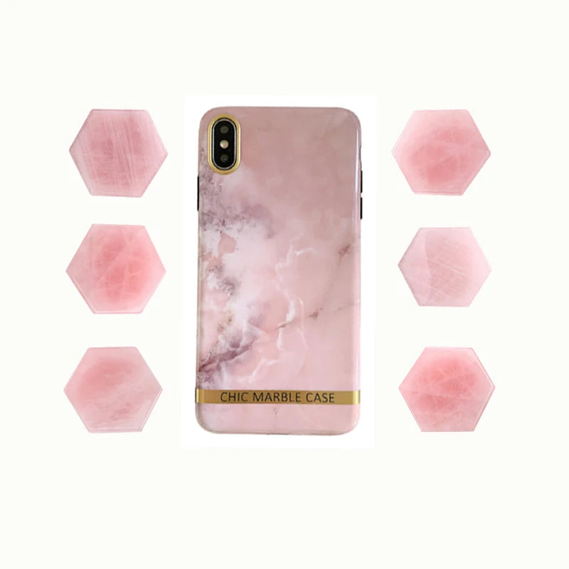 Big Factory Fast Delivery  Natural Rose Quartz Hexagon Phone Grip  Healing Elixer Reiki Crystal for Phone Holder Socket Stand