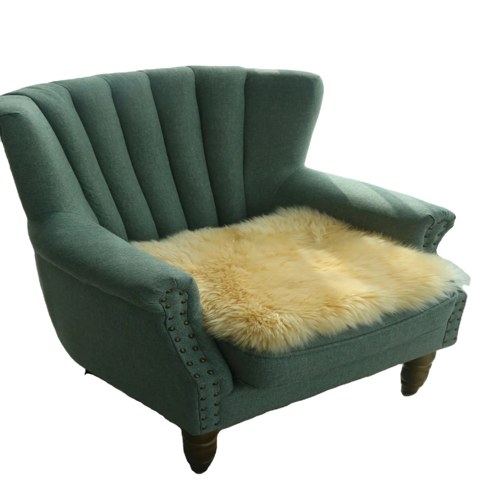Sample Support Sheepskin Sofa Seat Cushion Winter Warm Luxury Long Wool Seat Covers for Home Office Chair and Armchair