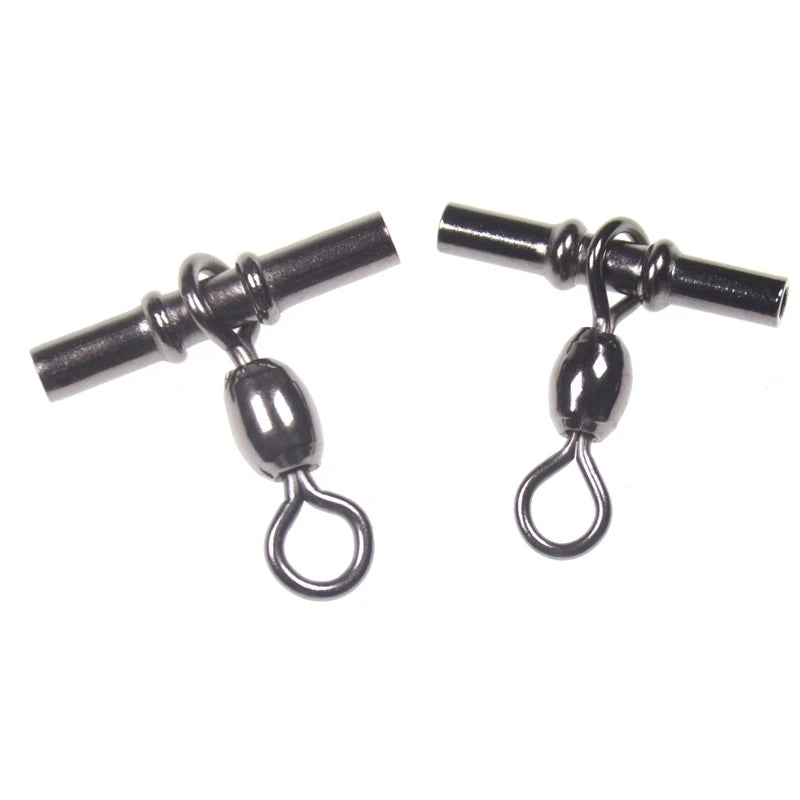 3-Way Saltwater Freshwater Fishing Rolling Swivels Catfish Crane Swivel Cross Line Tube Rigging Connector for Freshwater