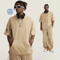 Wholesale Custom Hip Hop Heavyweight T-shirt Kangaroo Pocket T Shirts Oversized T-shirts