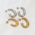 Waterproof 18K Gold Plated Stainless Steel Hoop Earrings Jewelry Hypoallergenic CC Stud Earrings for Women
