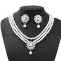 Vintage Pearl Flower Design Alloy Necklace Gift Set for Women's Wedding & Engagement Jewelry with Beaded Necklaces and Earrings