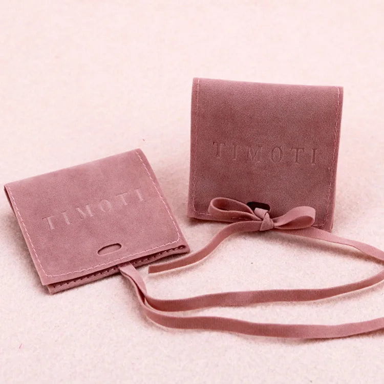 2024 Custom logo Jewelry Packaging Small Velvet Suede Microfiber Jewelry Packaging Pouch with Insert Pad for Jewelry  Display
