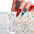Misscheering 3D Christmas Nail Art Slider Wraps Snowflake Elk Santa Flame Sticker Red Gold PET Material Manicure Nails Designs