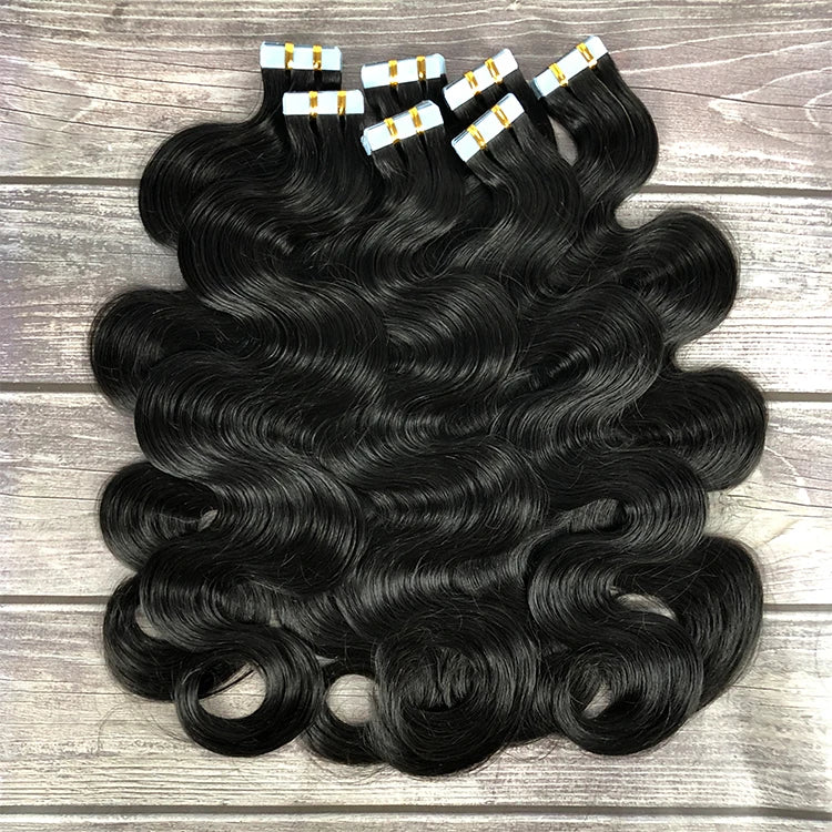 Virgin Cuticle Aligned Hair Wholesale Natural Hair Body Wave Tape in Human Hair Extension