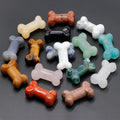 Natural Stone Carved Dog Bones 35MM Figurine Healing Crystal Gemstone Dog Bones Stones for DIY Pets Choker Pendants