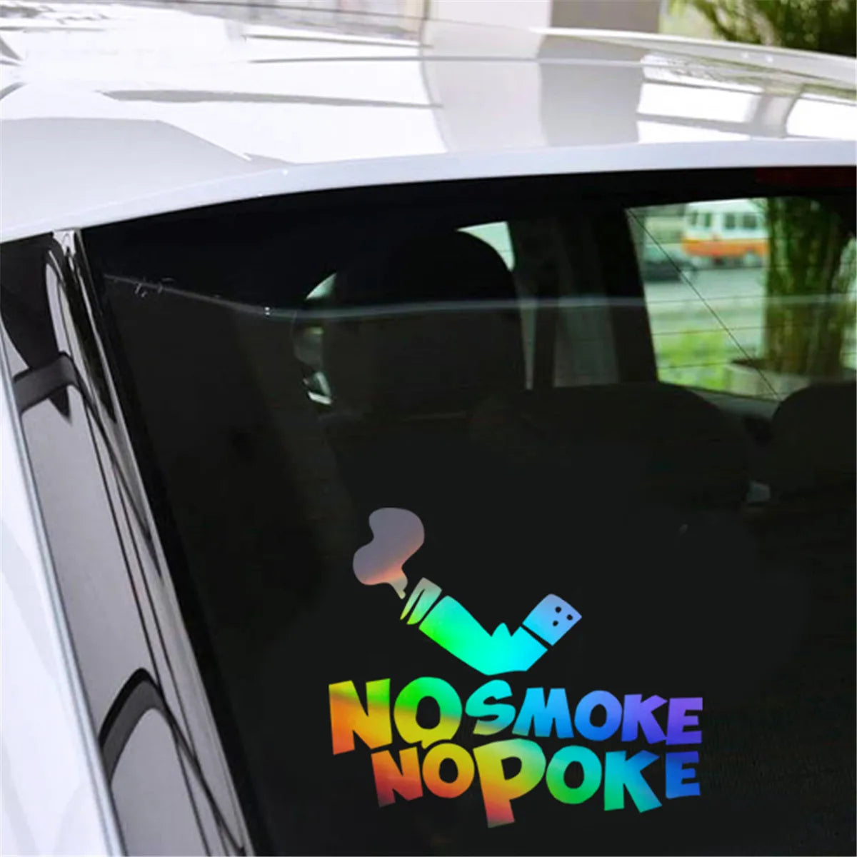 NO SMOKE NO POKE Car Sticker Vinyl Decal Car Truck BumperWindow Laptop Sticker Decor Gift Die Cut Decals Laptop window Glass