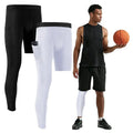 Men's One Leg Long Compression Pants Yoga Leggings Spandex/Polyester Training Trousers for Gym Running Jogging Gym Workouts