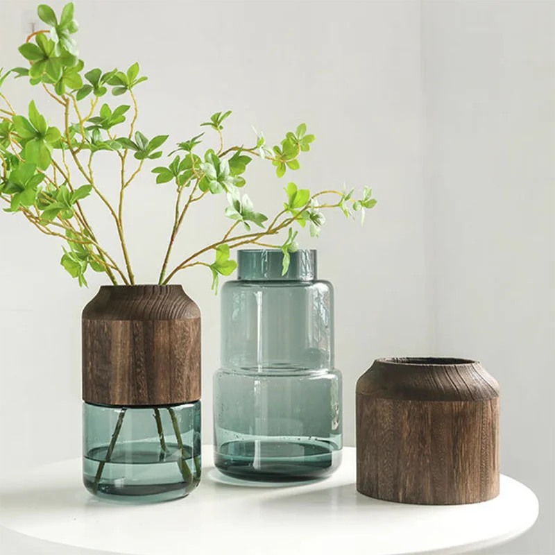 Nordic Light Luxury Creative Simple Big Belly Glass Vase Glass Ornaments Wholesale Living Room Horse Drunk Wood Vase