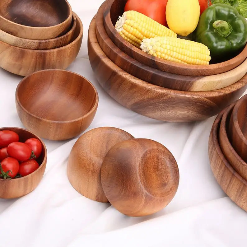 Professional Manufacturer's Eco-Friendly Acacia Wood Bowls Classic Design Reasonable Price