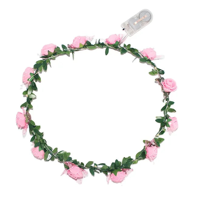 Girls Wedding Party White Led Flower Headband Led Flower Hairband