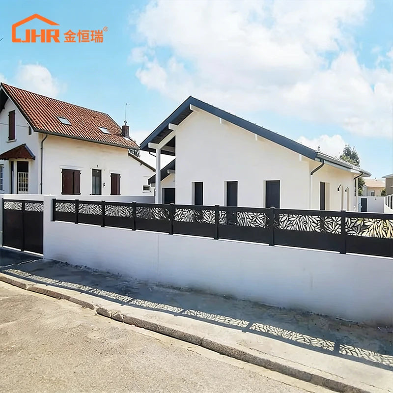 JHR Aluminum Alloy Eco-Friendly Powder Coated Privacy Fence with Rodent Proof & Waterproof Features for Outdoor Use-Black Design