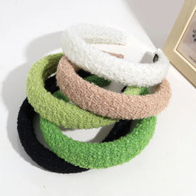 Wholesale Custom Korea Plush Fabric Hair Band Winter Cute Girls Headband for Women