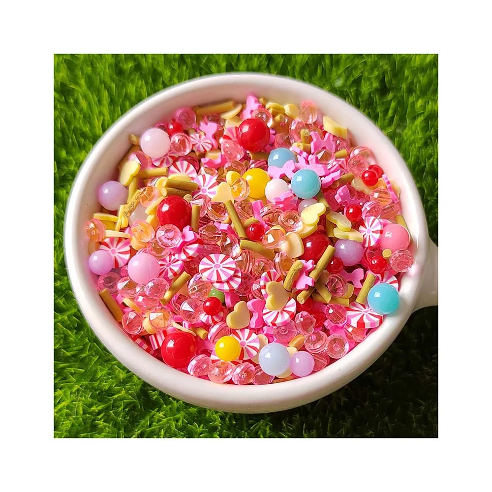 500g Polymer Clay Slices Sprinkles Candy Balls Peppermint for Crafts Making Slime Filler Accessories DIY Nail Art Decoration