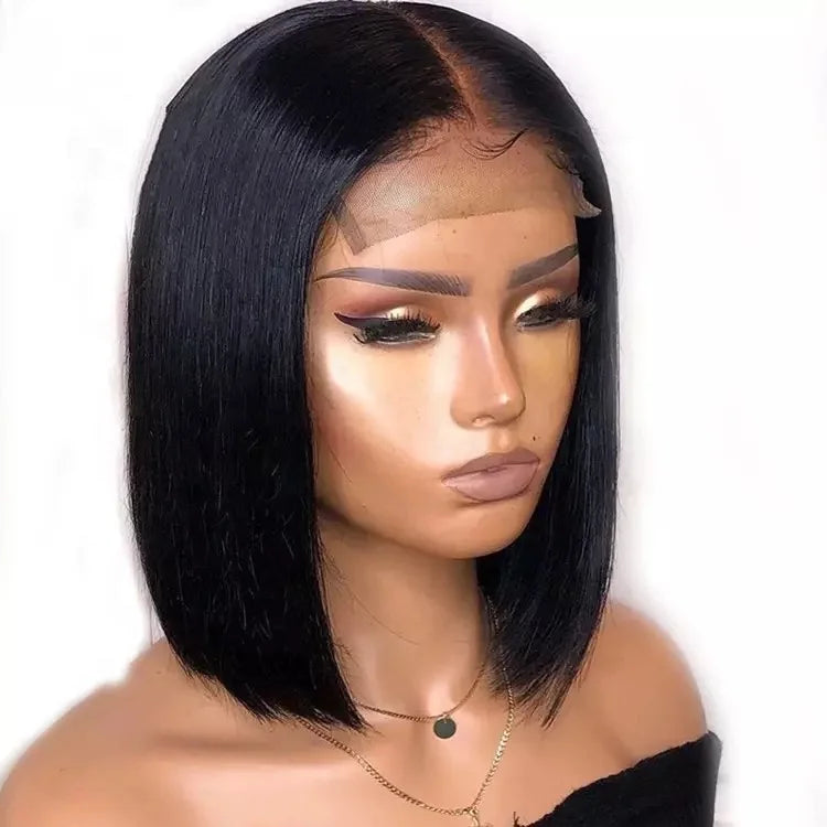 Cuticle Aligned 13x4 Lace Front Bob Wigs Blunt Cut Unprocessed Raw Virgin Indian Human Hair Lace Wigs