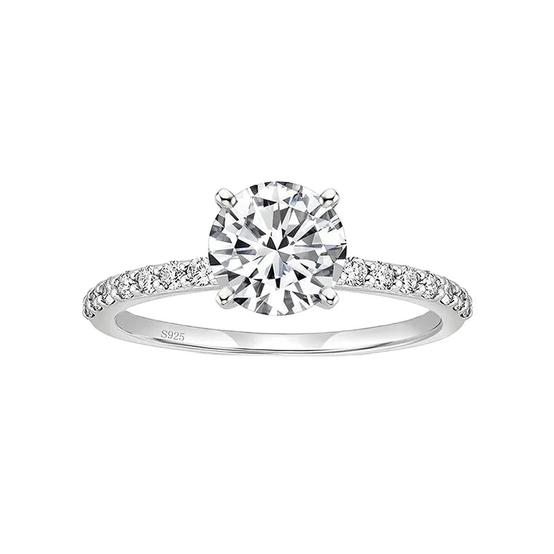 Rainbowking S925 Sterling Silver Luxury Premium Feeling Carat Diamond Ring Jewelry Super Shiny Diamond Engagement Proposal Ring