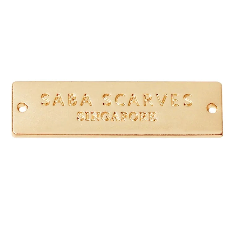 Custom Engraved Name Clothing 2 Holes Tags Zinc Alloy Matte Gold logo Label Plate for Swimwear Accessory