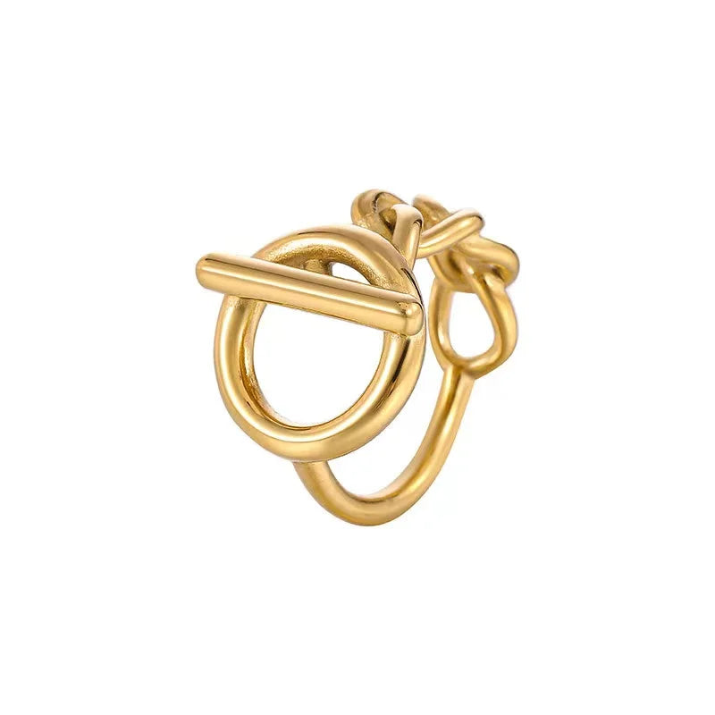 High Quality Women Fashion Jewelry Rings Gold Plated Chain Ring