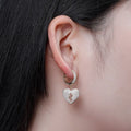 New Trendy Korean Style Broken Heart Earrings Mini Hoop Dangle Rose Gold Color Full Diamond Bling Valentine's Day Gift Earrings