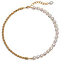 Vintage Brass with Gold Plating Twist Chain Natural Baroque Freshwater Pearl Necklace Women Jewelry Factory Customized