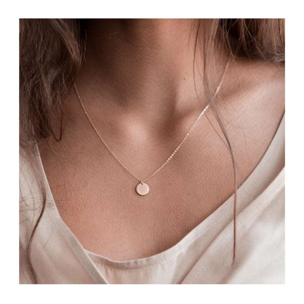 Chihang Customized Name Pendant Coin Necklace 9MM Stainless Steel Gold Plating Classic Style Personalized Logo for Men Women