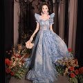 2024 Summer Long Evening Dress New Style Bridal Gown Small Fresh Ruffled Party Dress Patchwork Printed Long Dress for Women
