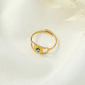 European and American Style Stainless Steel Gold-Plated Turquoise Gemstone Ring for Women Light Luxury Niche Design