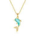 Adjustable Dolphin Pendant Necklace 18K Gold Plated Stainless Steel Choker Jewelry Necklace for Lady