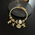 2025 Sea Life Summer Travelling Star Fish Shell Turtle Charms Stainless Steel Bangle Women Charms Bracelets