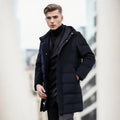 Men's Custom Ultra Light Canvas Hooded Jacket 90% Duck Filled Zipper Closure Mountaineering Hiking Casual Black White Plus Size