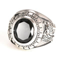 Genuine Pure 925 Sterling Silver Turkish Men Rings Dragon Tiger Ring with Black Onyx Vintage Engraving Punk Rock Vintage Jewelry