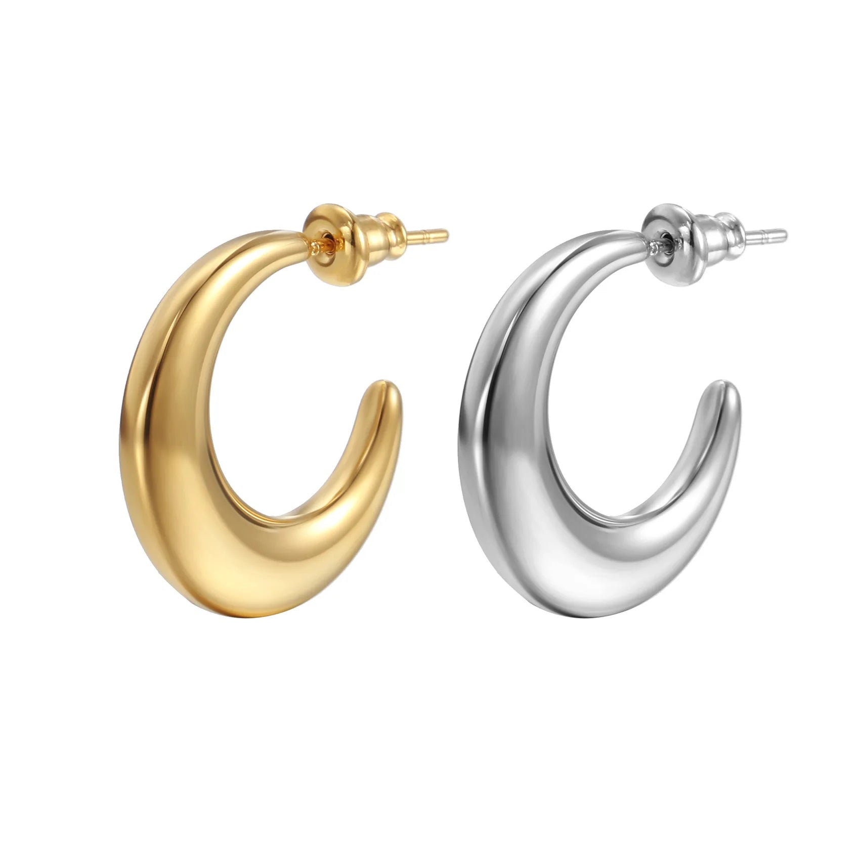 Wholesale Stainless Steel Half Crescent Earring Gold Plated Earring Jewelry for Women China Manufacturer Factory Supplier