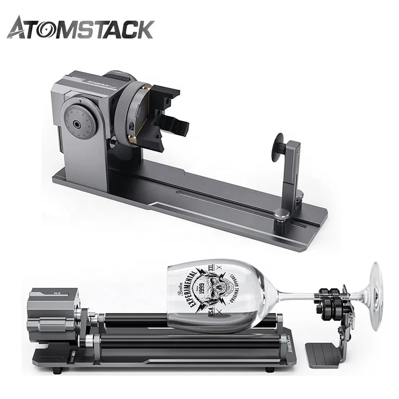 ATOMSTACK Maker R1R2 Multifunctional Rotary Clamp Roller Swivel for Laser Engraving of Cylindrical Objects on Rings