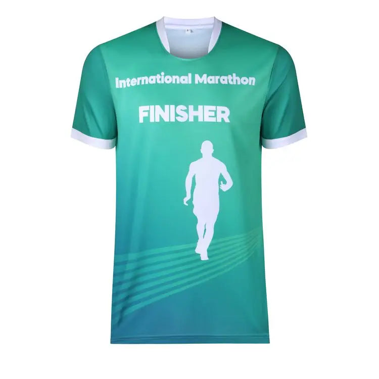 Custom Print Logo O Neck Tee Short Sleeve Polyester Tshirt Breathable Quick Dry Unisex Training Gym Running Marathon T-Shirt