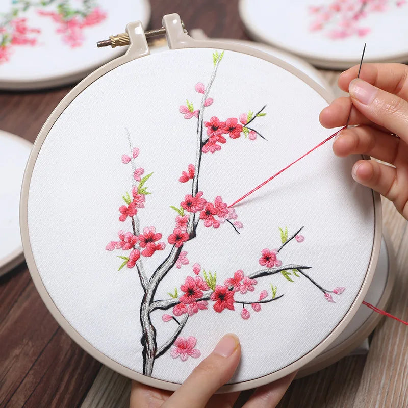 Embroidery Starter Kit DIY Cotton Flower Handwork Needlework Cross Stitch Home Decor