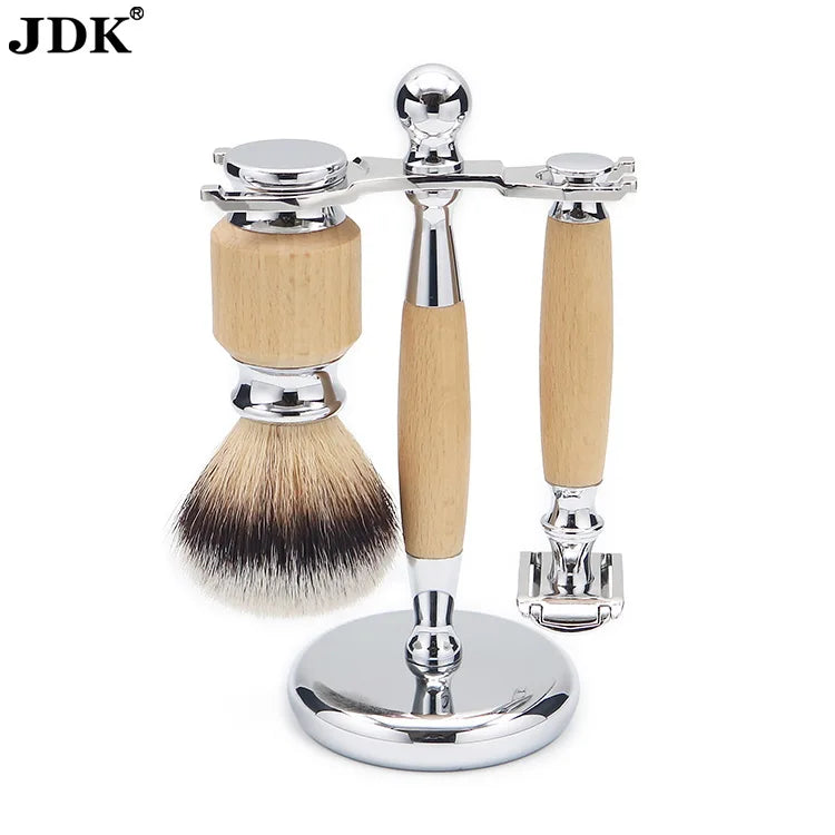 Eco-Friendly Natural Wood Dopp Kit for Men's Beard Shaving Competitive Private Label Shaving & Hair Removal Product