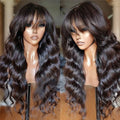 Fringe 100% Raw Hair Loose Wave Full Cuticle Aligned Burmese Human Hair HD Lace Front Wig With Bang