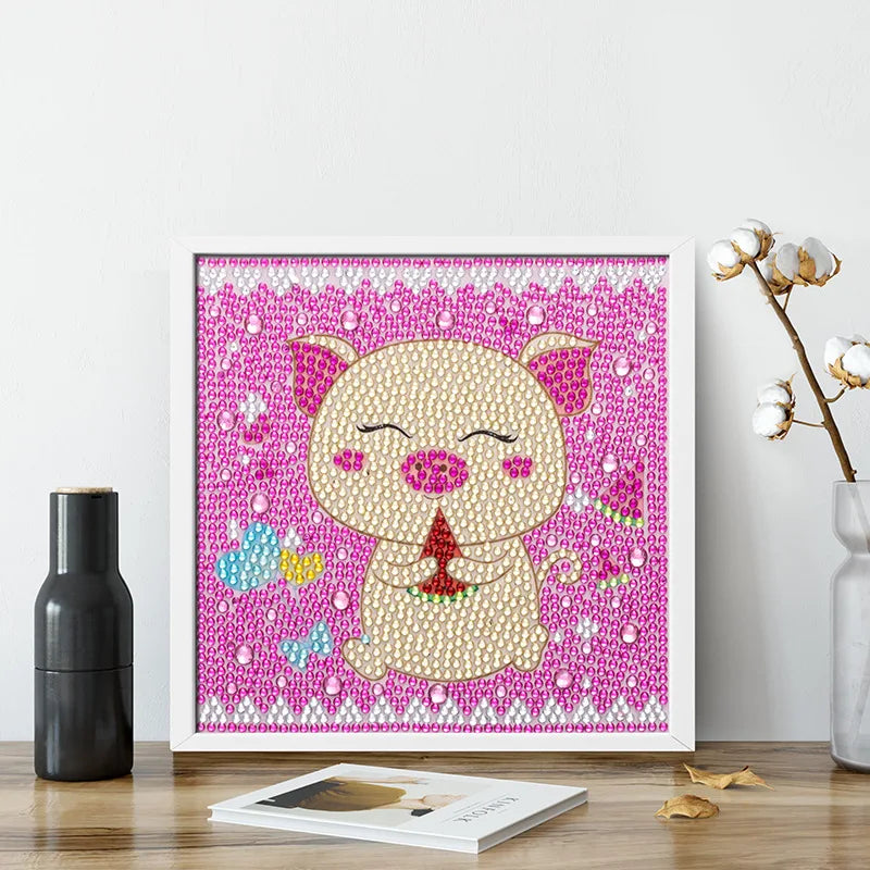 5D Diamond Painting Kits for Kids DIY Full Drill Cartoon Pig Crystal Diamond Painting Embroidery Home Decoration