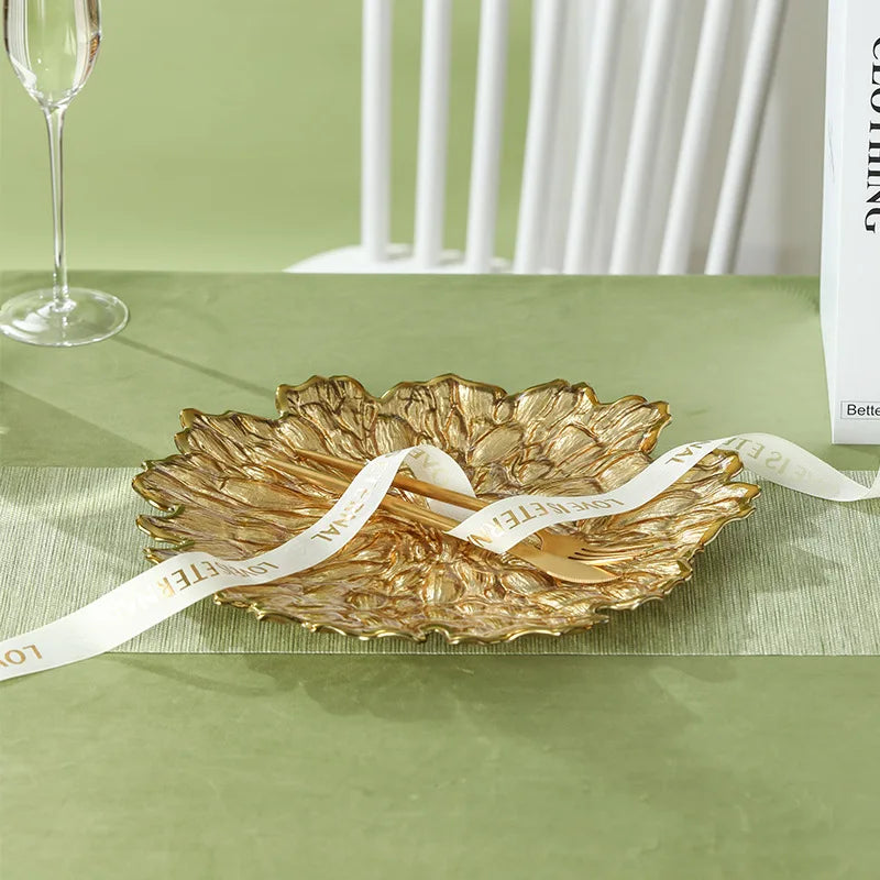 Creative Eco-Friendly 12pcs Glass Fruit Dish Set Simple Shallow Western Food Dessert Plate with Gold Rim for Hotel Party Use