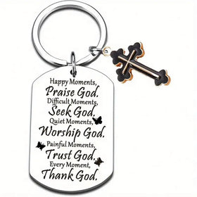 Cross Key Chains Baptism Gift for Women Men Christian Bible Verse Religious Gift for Friend First Communion Faith Jesus Keychain