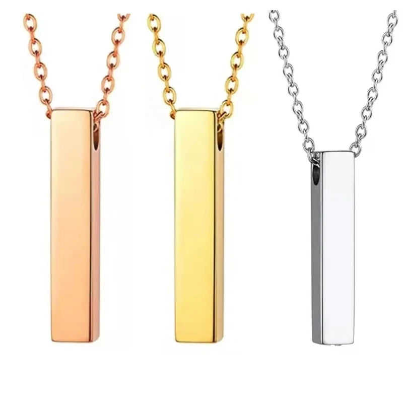 Stainless Steel Blank Bar Necklace Memory Urn Bone Ashes Keepsake Cremation Necklace