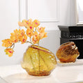 Modern Luxury Ice Crystal Pattern Glass Vase Creative Slanted Mouth Tabletop Hydroponic Flower Vase