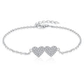 Wholesale Custom Trendy Luxury White Mini Cubic Zirconia Rhodium Plated Gifts Women 925 Sterling Silver Diamond Heart Bracelets