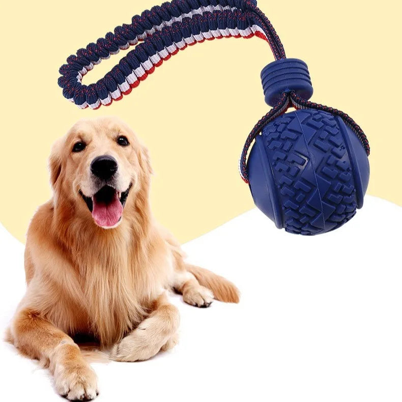 Medium to Large Dog Interactive Chew Toy Aggressive Cotton Knot Rope with Bone Pattern TPR Rubber Pet Grinding Teeth Toy