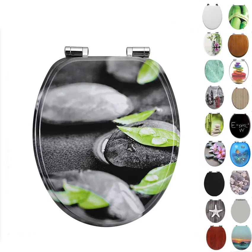 3D MDF Toilet Seat with Soft Close Function Bathroom Commode Wooden WC Cover From Suppliers