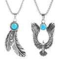 Wholesale Punk Rock Stainless Steel Chain Men Women Necklace Cool Metal Feather Pendant Necklaces Men Eagle Jewelry
