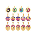 316 Stainless Steel Trendy Zodiac Horoscope Sign Medallion Charm Pendant18K Gold Plated Necklace Bracelet Jewelry Supplies K77