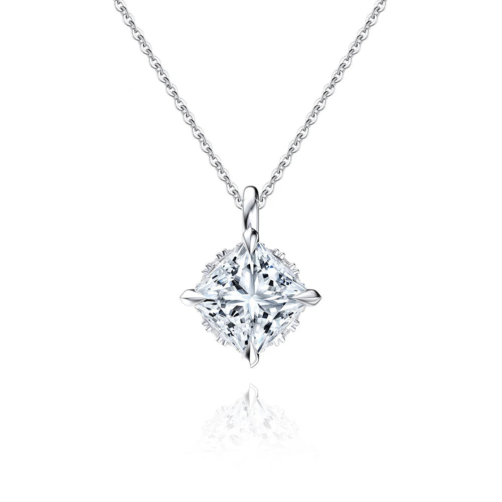 Women Fine Jewelry 925 Sterling Silver Cubic Zirconia  CZ Necklace Clavicle Chain for Wedding Party
