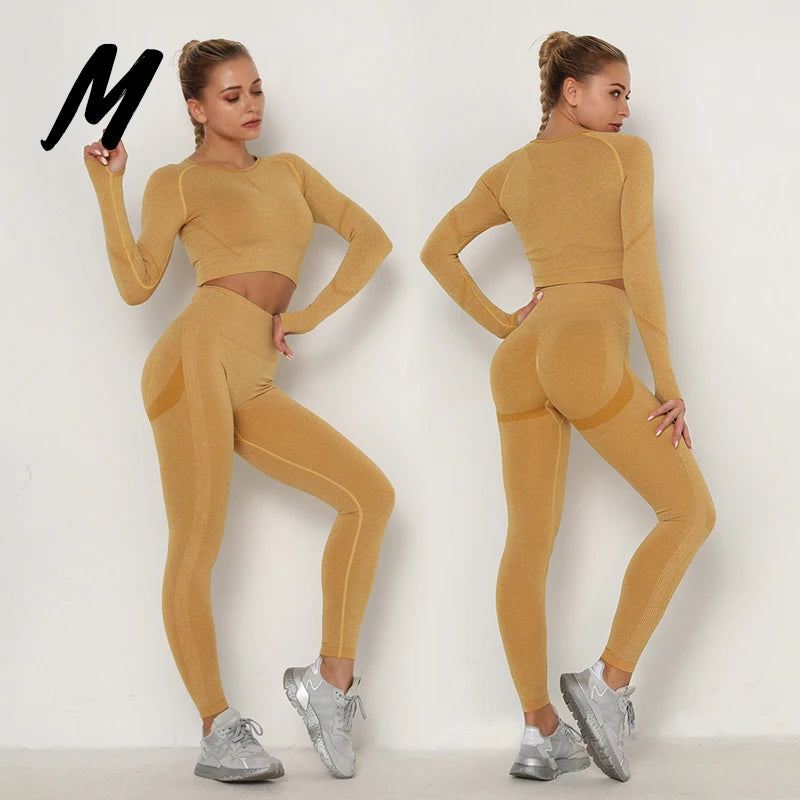 Autumn Activewear Manufacturers OEM ODM Custom Logo Seamless Yoga Sets Fitness Women Clothing Gym Wear Yoga Set Legging Set